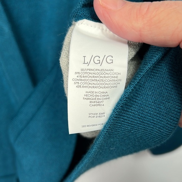 Cabi Ever Teal Mesh Back Snap Front Cardigan V-Neck Sweater Large - Picture 5 of 7